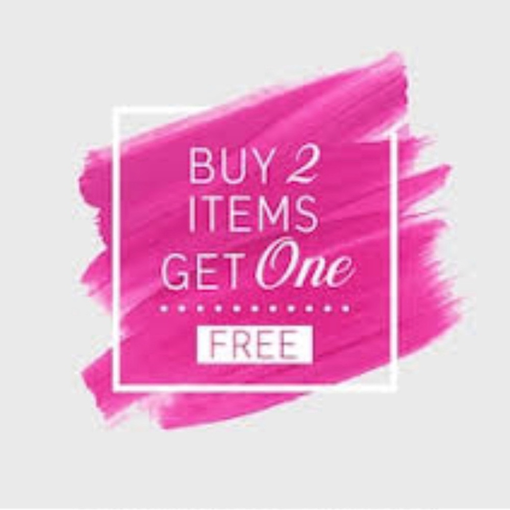 Buy 2 items and get one FREE! ($18 or less item free)